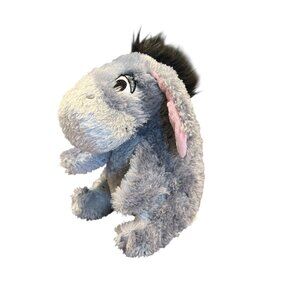 DISNEY Plush Eeyore Winnie the Pooh Donkey 9 1/2" Pink Ears & Bow